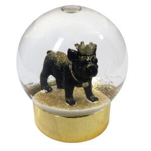 French Bulldog Gold Glitter Glass Gold Base Snow Globe Collectible Home Decor